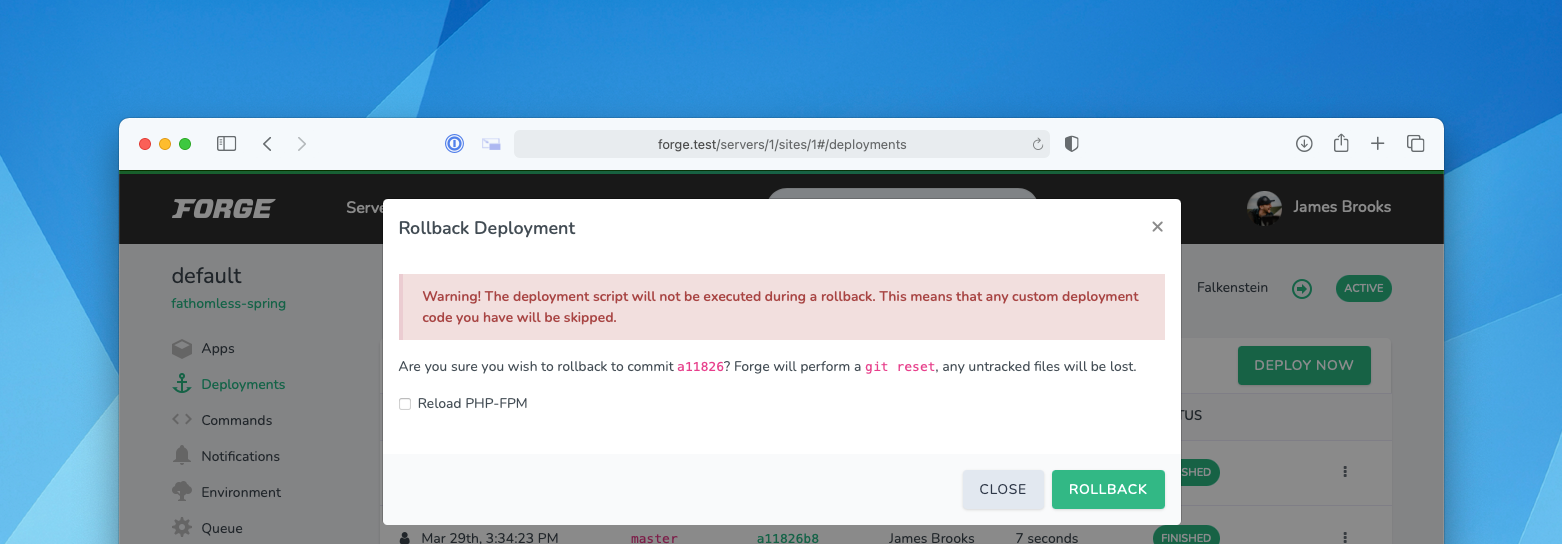 Forge: Deployment Rollbacks