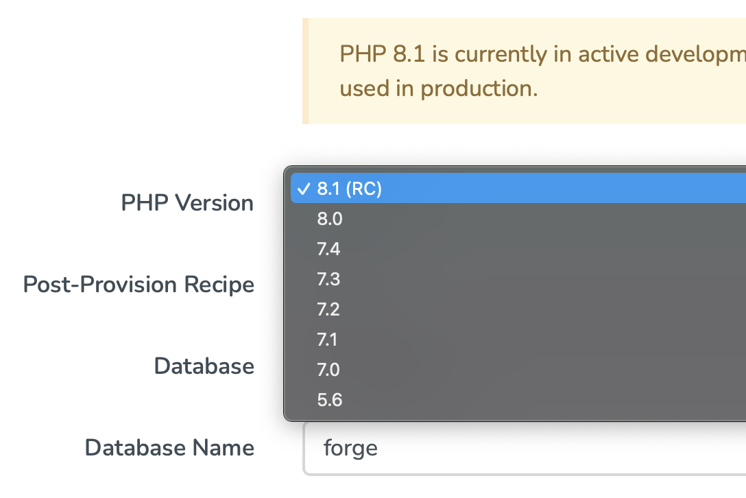Forge: PHP 8.1 Release Candidate Is Now Supported