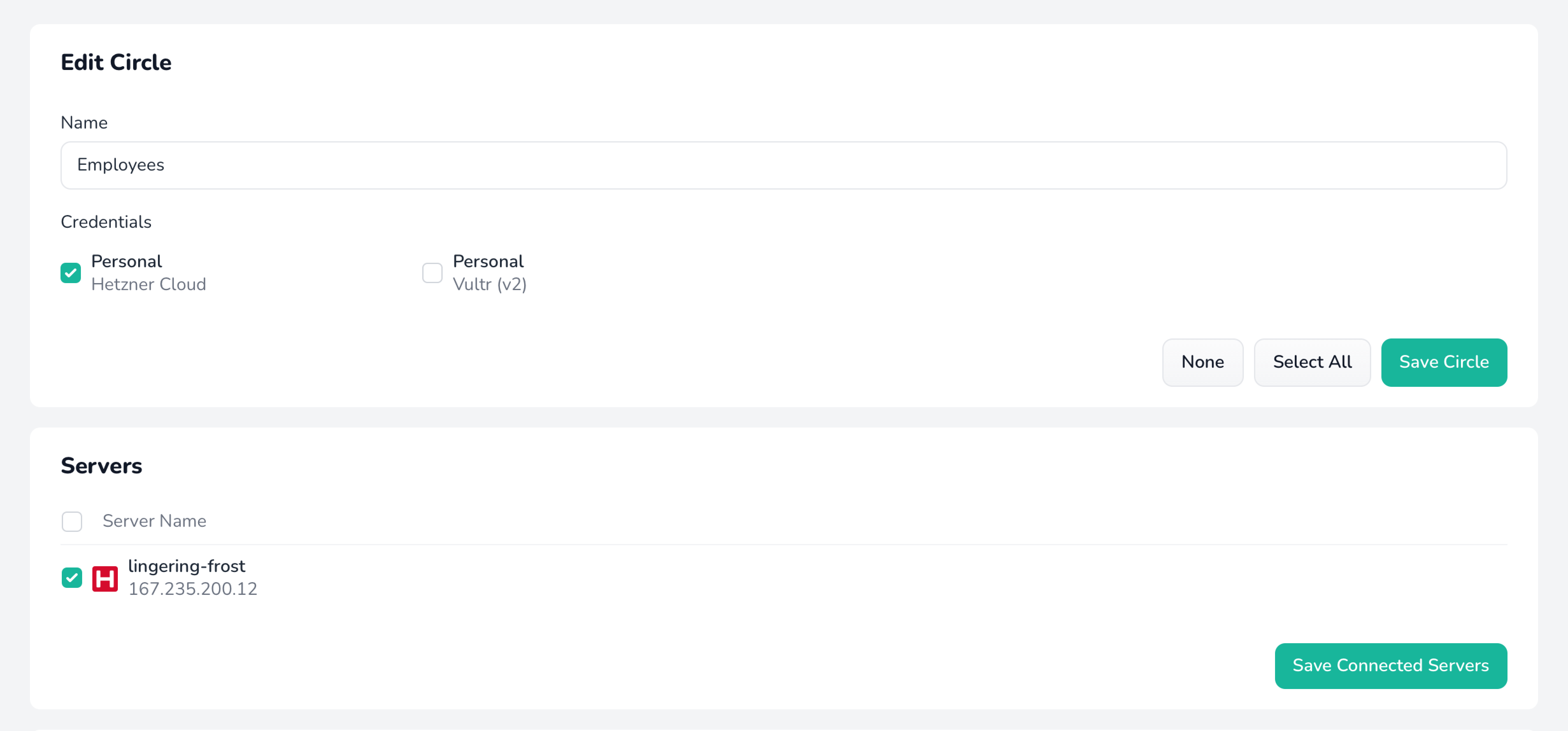 Screenshot of editing a circle